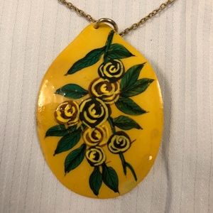 Delicate Painted Shell Pendant on 16" Chain